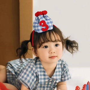 QIANHUAJIAN | Korean Style Birthday Party Crown Cap Plaid Design Number 1