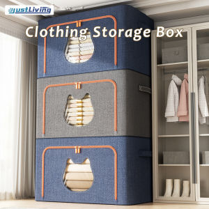 JustLiving กล่องใส่ที่เก็บเสื้อผ้า 24/66/100L ขนาดใหญ่ตู้ สำหรับผ้าห่ม, ผ้านวม, เสื้อผ้า, การเคลื่อนย้าย