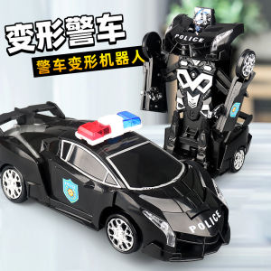 Mainan mobil robot Polisi Hitam 2 in 1 deformation