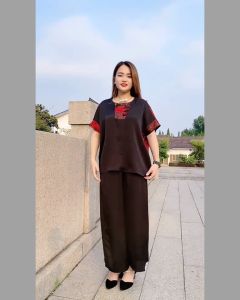 Bộ quần áo nữ trung niên mẫu K02 chất lụa cao cấp full size 40-80 kg