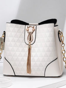 Fashionable Pure Color Summer Bucket Bag Womens Crossbody Shoulder Bag Soft PU Leather British Style Casual Handbag