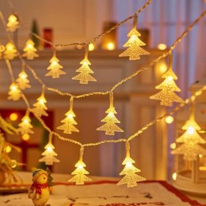 LED Christmas Lights with Tree Reindeer Design Battery Powered String Light for Christmas Tree Home Holiday Decoration
