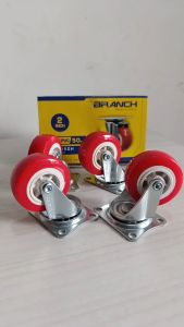 Roda TROLI Hidup 2 Inci 50 mm set 4pcs Branch Roda Troli Meja Etalase Merah PVC