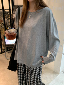 Áo Thun Cotton Mùa Thu Tay Dài Thoáng Khí Thoải Mái Thường Ngày Cho Nữ Màu Trắng Cổ Tròn Dài Vừa Vặn