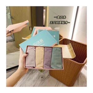 4 pcs Gift Box Mummy Pants For Chubby Girls Oversized Graphene Crotch Triangle Pants Lace Briefs