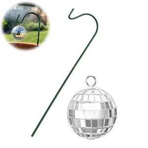Green Pole (A) $Disco Ball Garden Pole Decoration 4cm Ball for Outdoor Home Garden Lighting Decor