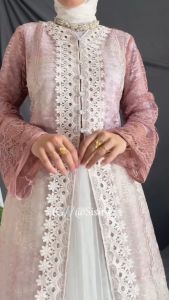 Maudy Outer Wanita Kekinian Tulle Gardenia Warna Mix Renda Full Chantily Halus