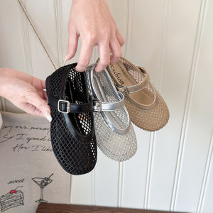 Hollow Breathable Girls Leather Sandals
