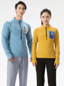 Fleece Lightweight Long Sleeve Half Zip Outdoor Sport Stand Collar Comfortable Warmth Elastic Breathable Top