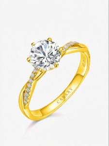 CARAXY | Vine Gold Ring with Diamond 1 pc