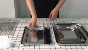 Stainless Steel Serving Plate/Metal Rectangular Food Tray for Home/Kitchen Dishes Tray/Large Capacity Barbecue Tray