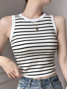 Áo Ba Lỗ Không Tay Kẻ Sọc Mùa Hè 2025 Của MiiOW Cat Person Dành Cho Nữ Áo Ba Lỗ Ôm Vừa Vặn Che Chắn Thoải Mái Mặc Ngoài Trời