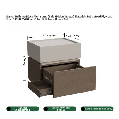 Minimalist Storage Bedside Cabinet with Secret Compartment and Lock