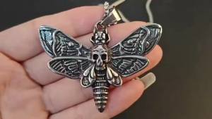 Vintage Thép Không Gỉ Đầu Lâu Bướm Đêm Mặt Dây Chuyền Vòng Cổ Punk Biker Đầu Chết Thiết Kế Hình Bướm Nam Thời Trang Dự Tiệc Món Quà Trang Sức