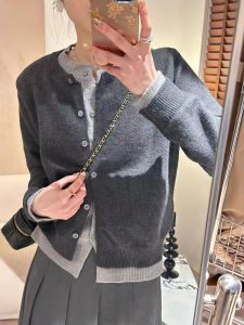 Fashionable Knitted Open Cardigan Womens Loose Design Sense Top Splicing Autumn Winter Clothes Small Fragrance Style Long Sleeve