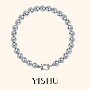 YISHU | Elegant Womens Pearl Necklace with Horsehoe Clasp