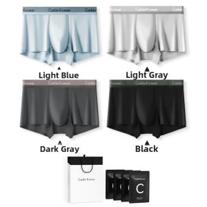 CarbinKoneer | CarbinKoneer Mens Ice Silk Sports Underwear Breathable Antibacterial Quatrefoil Shorts Mid Waist Flat Angle Pants Four Corners