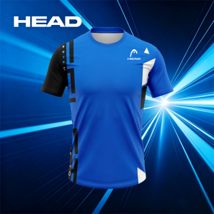 HEAD | HEAD Sports T-Shirt Royal Blue Black White Geometric Panel Design Short Sleeve Tennis Training Shirt