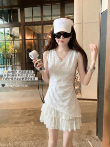 Lace Trimmed V-Neck Sleeveless A-Line Dress