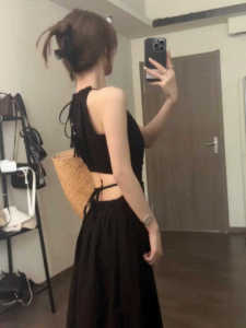 Váy Dài Không Tay Cổ Treo Kiểu Pháp Cho Nữ Mùa Hè Váy Dài Bó Eo Váy Dài Đi Biển Váy Dài Thanh Lịch Váy Dài Thường Ngày