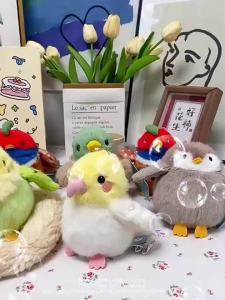 11cm Cute Cockatiel Bird Plush Toys Mini Simulated Bird Doll Kiwi Bird Cute Lifelike Parrot Sparrow Bag Pendant Xmas Gifts Girl