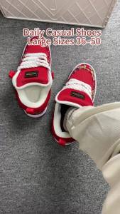 Large Size New Year Red Jacquard Thick Soles Canvas Shoes with Thick Rope Lacing Design Versatile Chinese Style Casual Footwear