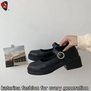 Katerina Fashion Korean Black Shoes Heeled For Women Adjustment Strap A-13