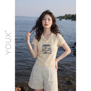 YOUXIANG | Áo Thun Màu Vàng Giảm Cân Mới Hè