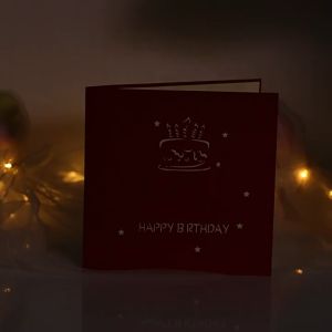 3D Cake Birthday Card with Music and Light Hand Engraved Blessing Card Birthday Card with Envelope blessing card men and girl friends girlfriends handwritten high -end