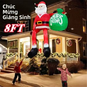 Đồ Trang Trí Mái Nhà Ông Già Noel Bơm Hơi 24M Với Đèn LED Tích Hợp Cho Sân Vườn Bãi Cỏ Tiệc Ngoài Trời Và Trong Nhà Dịp Giáng Sinh