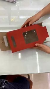 UMI Coloured Monochrome Flip Cover Window Paper Goodies Bag Kraft Paper Gift Bag With Handle Party Shooping Hadiah Beg