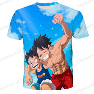 Bandai | One Piece Gear 5 Nika Luffy 3D Full Print T-shirt Boys Girls Purple Lightning Anime Casual Oversized Children Short Sleeve Tops