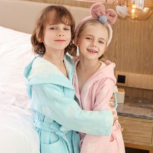 Winter-Thick Cotton Waffle Hooded Childrens Bathrobe