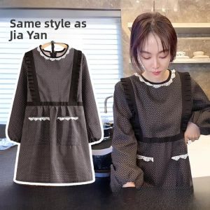 MONLEYTA | Áo khoác chống dầu chống thấm nước tay dài dùng trong nhà bếp cho nữ Áo bảo hộ lao động bằng vải canvas chống bẩn