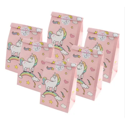 12PCS Unicorn Theme Custom Make Kraft Paper Bag Paper Food Bag for Party Supplies