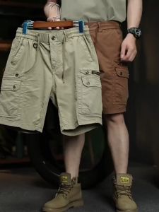 Quần Short Kaki Phong Cách Quân Đội Nam Nữ Eo Co Giãn Phong Cách Hàn Quốc