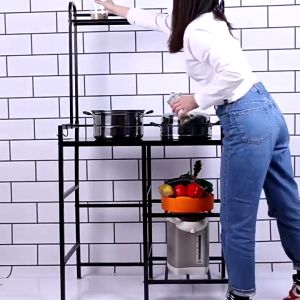 Kitchen Organizers Gas Stove Rack with LPG Roller Spice Racks Double Burner Stove Stand Rack Heavy Duty Stainless Steel Gas Tank Stand Organizer Shelf