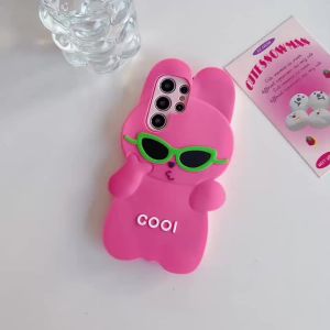 EOENKK | Cute Cartoon Glasses Cool Rabbit Phone Case For Samsung Galaxy S26 S25 S24 S23 S22 S21 Plus Ultra FE A33 A16 A15 A14 Phone Cover
