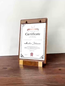 Desktop Display Billboard Restaurant Menu Stand Wooden Patent A4 Size Certificate Frame Display Stand