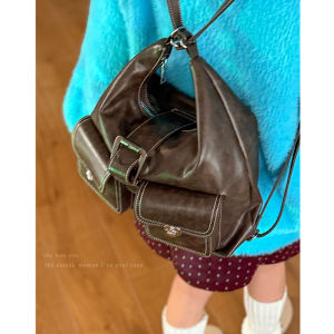 Retro Large Capacity Womens Shoulder Bag 2024 New Autumn Winter Commuter Mail Carrier Tote Bag Multi-Functional Dual-Purpose