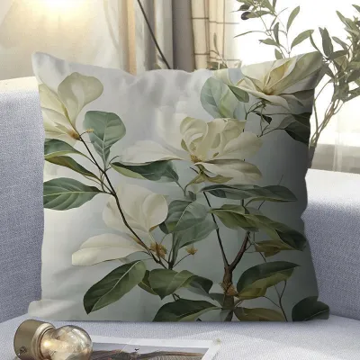 New Chinese Style Floral Plush Pillow Modern Simple Sofa Living Room Office Sample Room Backrest Cover Pillow Case