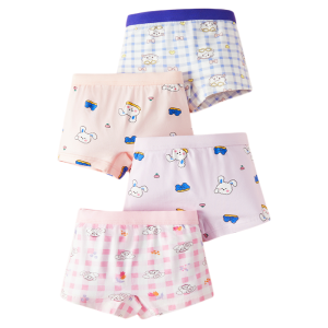 Miiow | Pure Cotton Childrens Underwear Girls Boxer Shorts Flat Angle Pants Breathable Comfortable Mid Waist Cotton Elastic Fiber
