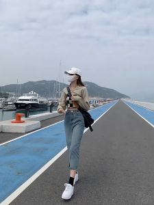 rok a line rok denim wanita korean style rok pinggang tinggi rok split rok casual jumbo