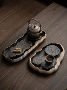 Rustic Zen Ceramic Tea Tray Small Home Use Water Storage Simple Dry Foam Stage Tea Set Holder Tray Tea Table Vintage Style