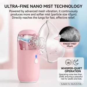 Silent Mesh Nebulizer Handheld Portable Asthma Inhaler Atomizer for Kids & Adults Medical Mini Nebulizer Humidifier