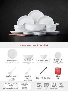 JINGDEZHEN | Bộ Dụng Cụ Bàn Ăn Sứ Trắng Nung ở Nhiệt Độ Cao Handmade