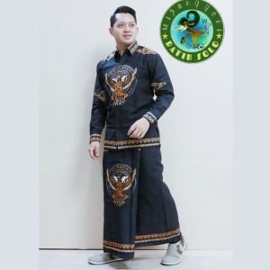 Baju Batik Pria Dewasa Batik Pria Lengan Panjang Lengan pendek Setelan Sarung Batik Terbaru Casual Formal Full Furing Promo Batik Wisanggeni Solo Motif Bhineka Hitam