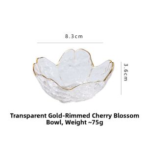 Afternoon Tea Japanese Style Sakura Glass Sauce Dish Precise Small Bowl Home Use Vinegar Dish Hot Pot Dipping Sauce Dish