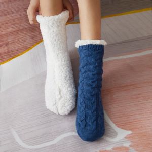 Thickened Thermal Socks Women Winter Warm Home Soft Velvet Sleeping Sherpa Lined  Anti Slip Floor Slipper Socks Halloween Gift