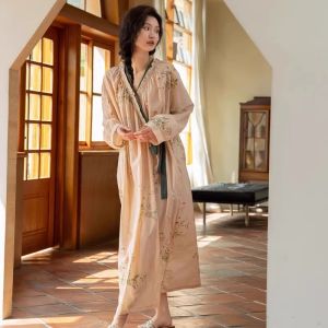 ZumashL Pure Cotton Long Sleeve Womens Robe Spring Autumn Comfortable Sleepwear Nightgown Summer Outdoor Wearable Homey Sweet Style